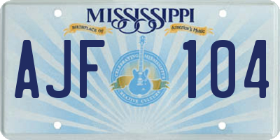 MS license plate AJF104