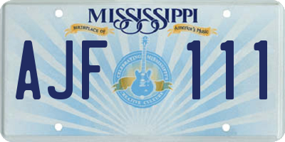 MS license plate AJF111