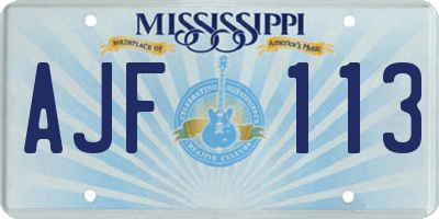 MS license plate AJF113