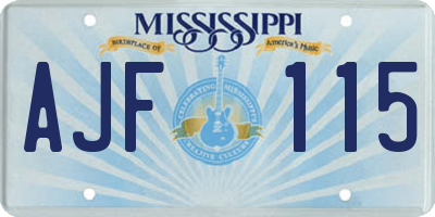 MS license plate AJF115