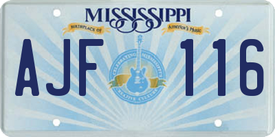 MS license plate AJF116