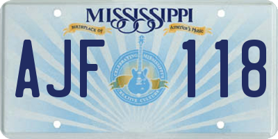 MS license plate AJF118