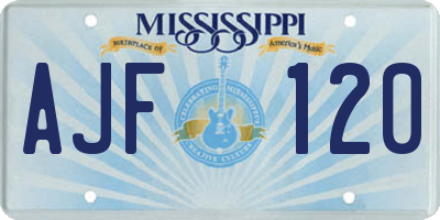 MS license plate AJF120