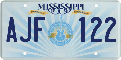 MS license plate AJF122