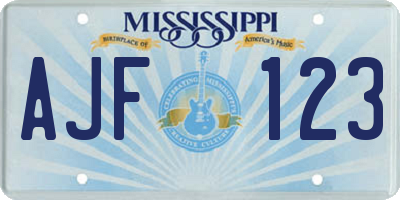 MS license plate AJF123