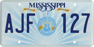MS license plate AJF127