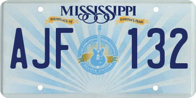 MS license plate AJF132