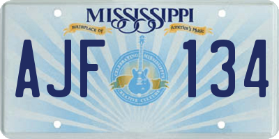 MS license plate AJF134