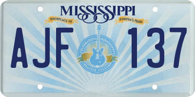 MS license plate AJF137