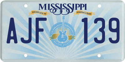 MS license plate AJF139