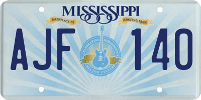 MS license plate AJF140