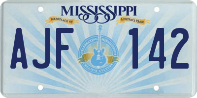 MS license plate AJF142