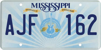 MS license plate AJF162