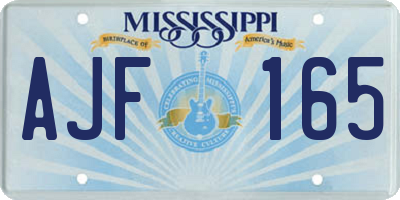 MS license plate AJF165