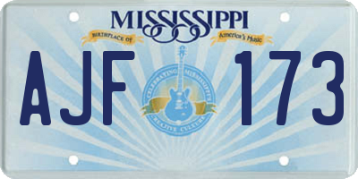 MS license plate AJF173