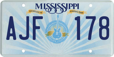 MS license plate AJF178