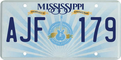 MS license plate AJF179