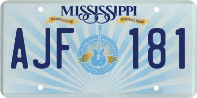MS license plate AJF181