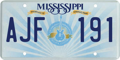 MS license plate AJF191