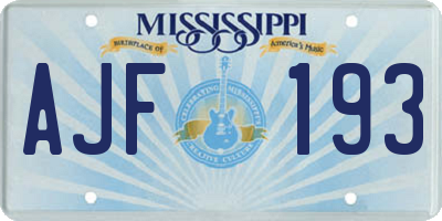 MS license plate AJF193