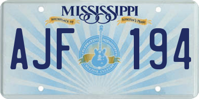MS license plate AJF194