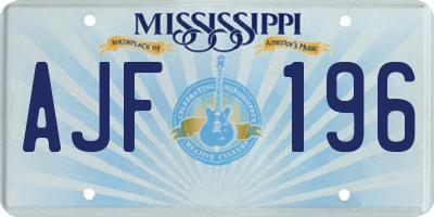MS license plate AJF196