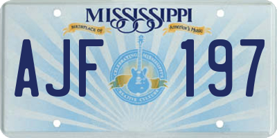 MS license plate AJF197