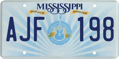 MS license plate AJF198