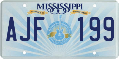 MS license plate AJF199
