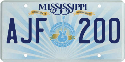 MS license plate AJF200