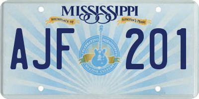 MS license plate AJF201