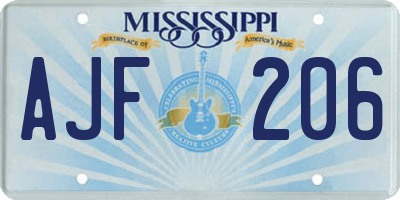 MS license plate AJF206