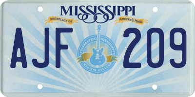 MS license plate AJF209