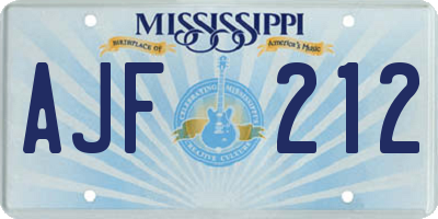 MS license plate AJF212