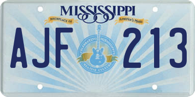 MS license plate AJF213