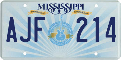 MS license plate AJF214
