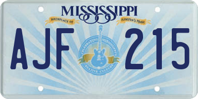 MS license plate AJF215