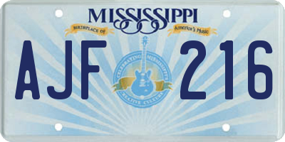 MS license plate AJF216