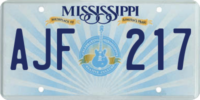 MS license plate AJF217