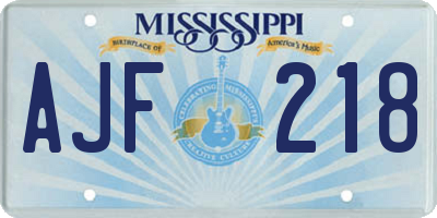 MS license plate AJF218