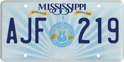 MS license plate AJF219