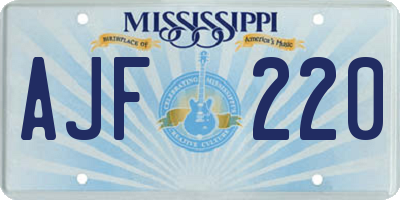 MS license plate AJF220