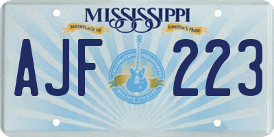 MS license plate AJF223
