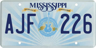 MS license plate AJF226