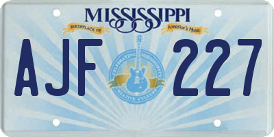 MS license plate AJF227