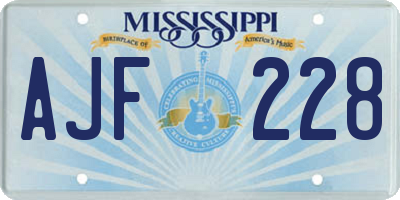 MS license plate AJF228