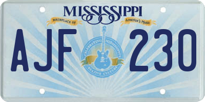 MS license plate AJF230