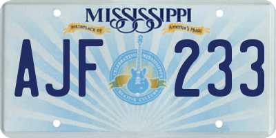 MS license plate AJF233
