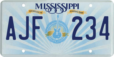 MS license plate AJF234