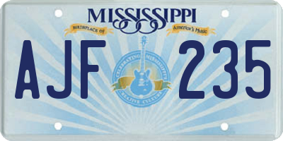 MS license plate AJF235